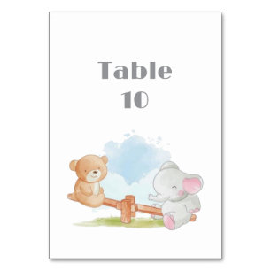 Woodland Animals Baby Shower Table Number