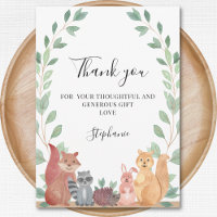 Woodland Animals Baby Shower Thank You Card