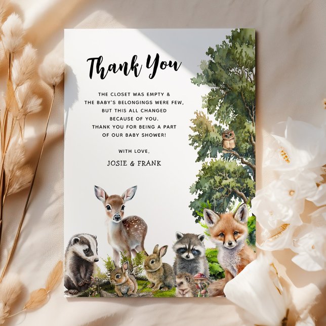 Woodland Animals Baby Shower Thank You Card (Creator Uploaded)