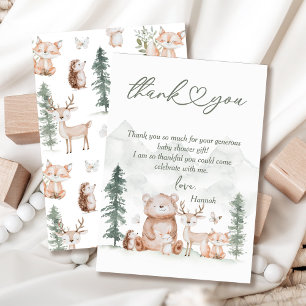 Woodland Animals Baby Shower Thank You Card