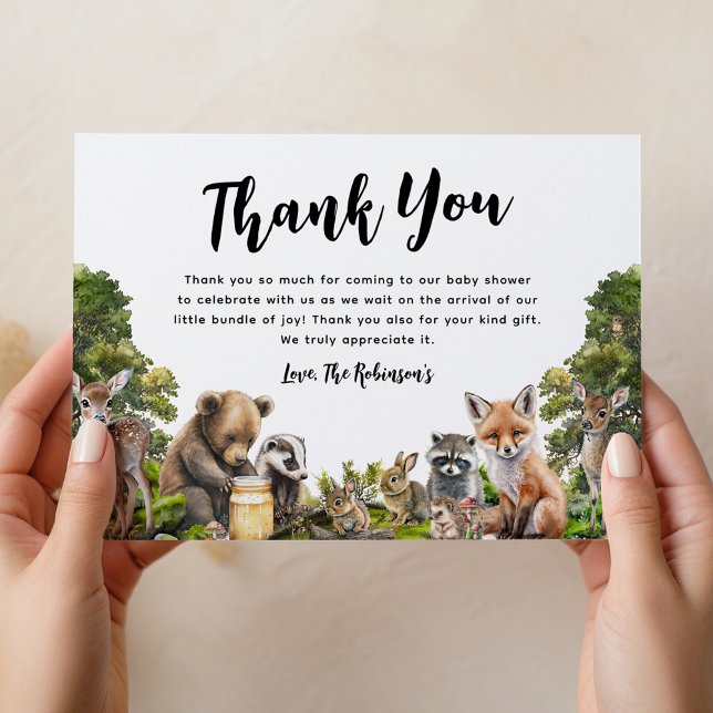 Woodland Animals Baby Shower Thank You Card (Creator Uploaded)