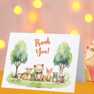 Woodland Animals Baby Shower Thank You  Card
