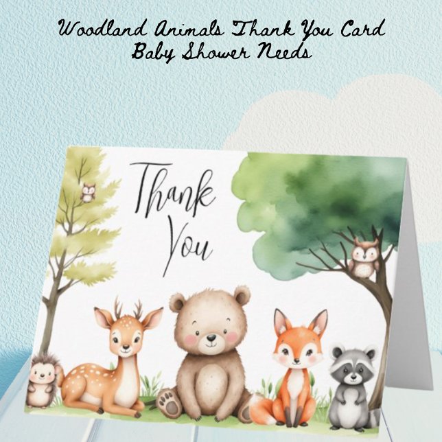 Woodland Animals Baby Shower Thank You Card (Creator Uploaded)