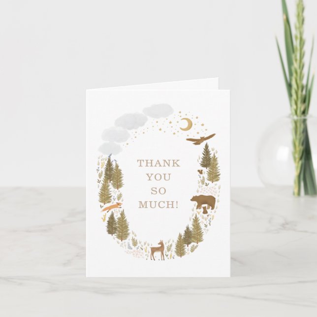 Woodland Animals Baby Shower Thank You Card (Front)