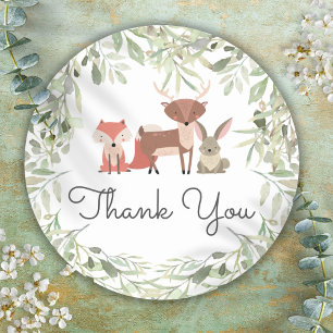 Woodland Animals Baby Shower Thank You Classic Round Sticker