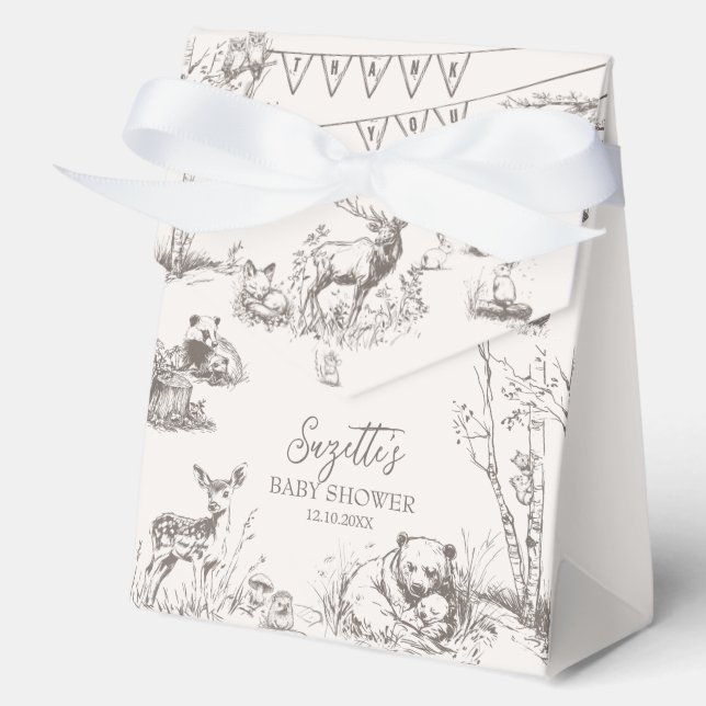 Woodland Animals Baby Shower Thank You Favour Box (Front)