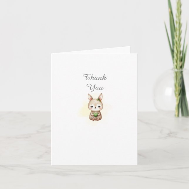 Woodland Animals Baby Shower Thank You Note Card (Front)