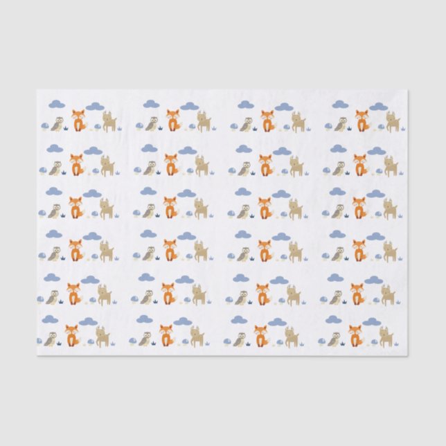 Woodland Animals Baby Shower Tissue Paper (Front)