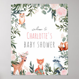 Woodland Animals Baby Shower Welcome Poster