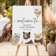 Woodland Animals Baby Shower Welcome Sign