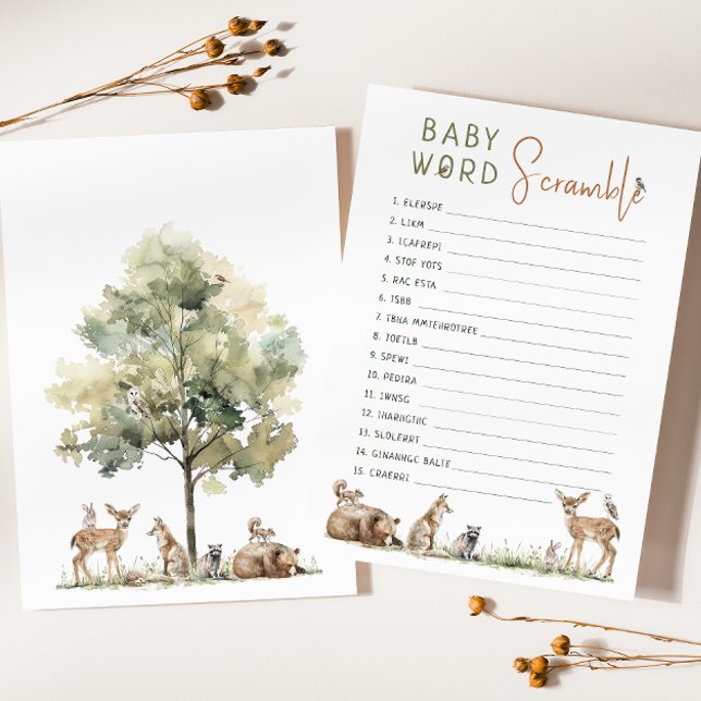 Woodland Animals Baby Word Scramble Game Card (Creator Uploaded)