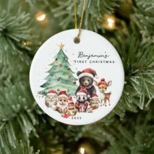 Woodland Animals Baby's First Christmas Ceramic Ornament