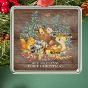 Woodland Animals Baby's First Christmas Ornament