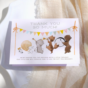 Woodland Animals Band Parade Baby Shower Thank You Card