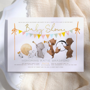 Woodland Animals Band Parade Cute Baby Shower Invitation