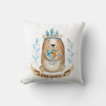 Woodland Animals Bear Decorative Pillow