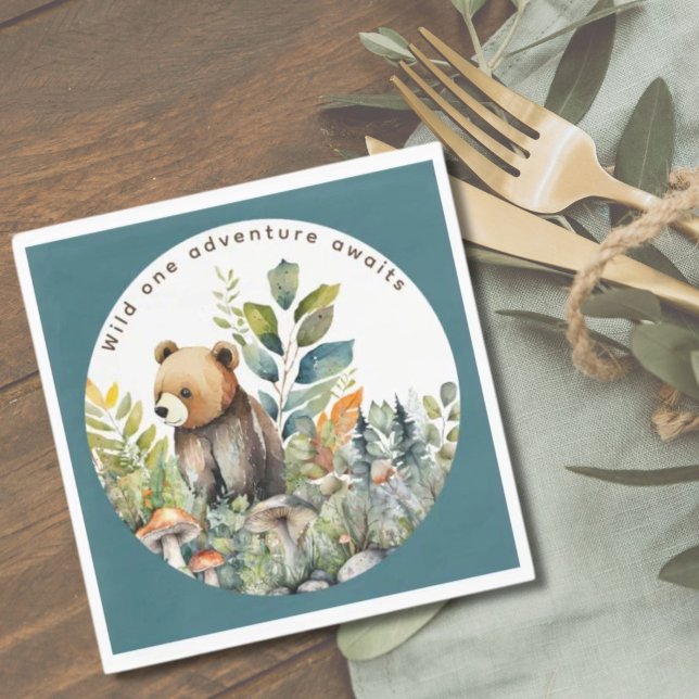 Woodland Animals Bear Partyware Decor Dining Napkin (Creator Uploaded)