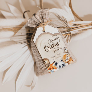 Woodland Animals Beige Tan Baby Shower Gift Tags