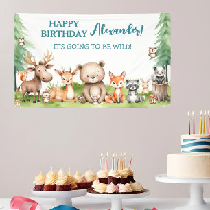 Woodland Animals Birthday  Banner