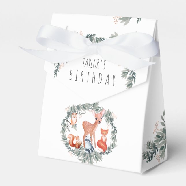 Woodland Animals Birthday Favour Box (Front Side)