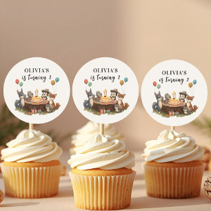 "Woodland Animals Birthday Favour Classic Round Sticker