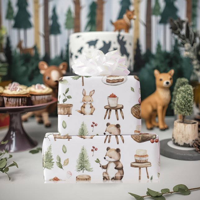 Woodland Animals Birthday Forest Party Wrapping Paper (Creator Uploaded)