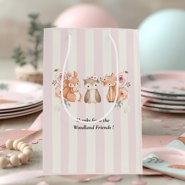Woodland Animals Birthday Gift Bag | Rustic Pink  (Creator Uploaded)