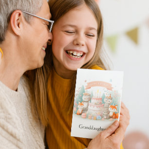 Woodland Animals Birthday Granddaughter Card