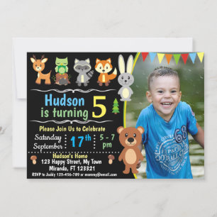 woodland animals birthday invitation