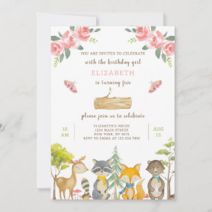 Woodland Animals Birthday Invitation