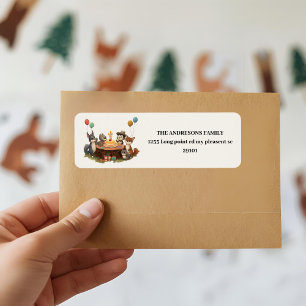 "Woodland Animals Birthday Return Address Label