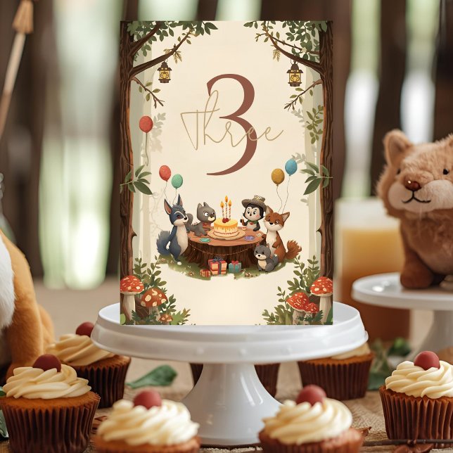 "Woodland Animals Birthday  Rustic Forest  Table Number (Creator Uploaded)