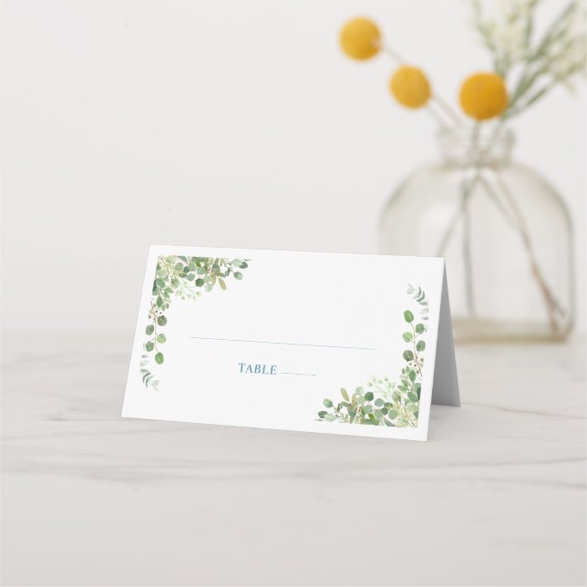 Woodland Animals Blue Truck Baby Shower Place Card (Front)