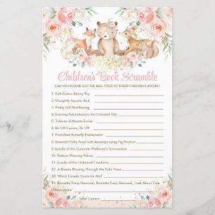 Woodland Animals Blush Floral Children's Book Game