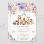 Woodland Animals Blush Lilac Floral Birthday  Invitation<br><div class="desc">Personalise this pretty birthday party invitation with your party details easily and quickly, simply press the customise it button to further re-arrange and format the style and placement of the text.  This whimsical invitation features adorable watercolor woodland animals and gorgeous pink blush and purple lilac floral. All text are editable!...</div>