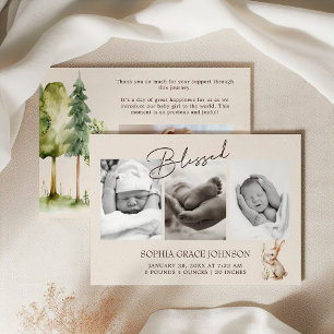 Woodland Animals Boho Baby Announcement