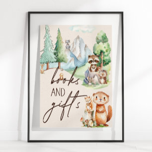 Woodland Animals Boho Baby Shower Books Gifts Sign