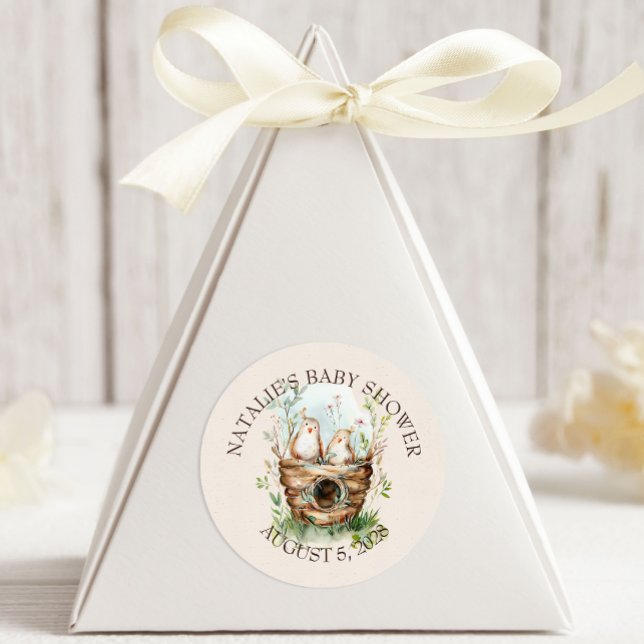 Woodland Animals Boho Baby Shower Classic Round Sticker (Creator Uploaded)