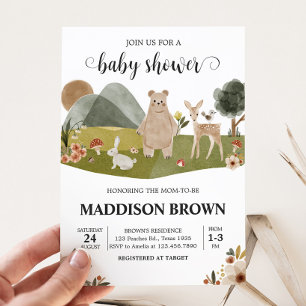 Woodland Animals Boho Baby Shower  Invitation
