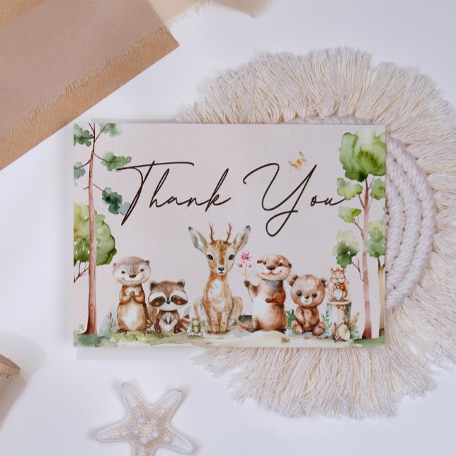 Woodland Animals Boho Baby Shower Thank You Card (Creator Uploaded)