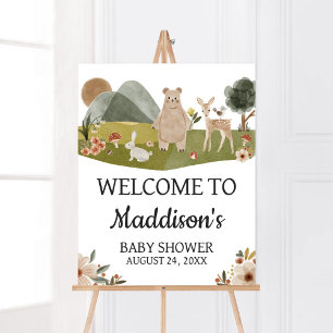 Woodland Animals Boho Baby Shower Welcome Poster
