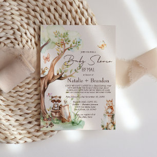 Woodland Animals Boho By Mail Baby Shower  Invitation