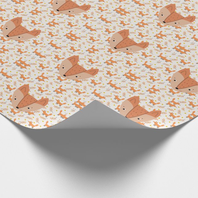 Woodland Animals Boho Design Fox Wrapping Paper (Corner)