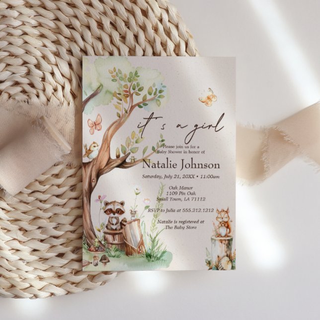 Woodland Animals Boho Girl Baby Shower Invitation (Creator Uploaded)