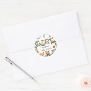 Woodland Animals Botanical Baby Girl Shower  Classic Round Sticker