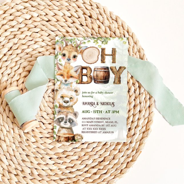 Woodland Animals Boy Baby Shower Invitation (Creator Uploaded)