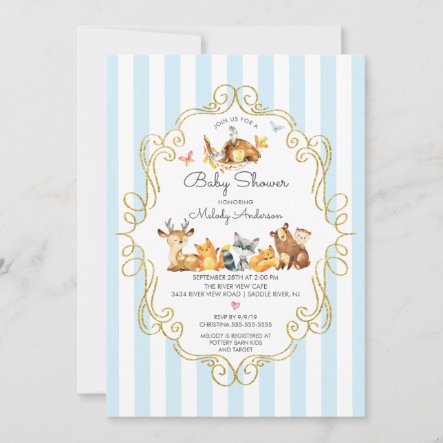 Woodland Animals Boys Baby Shower Invitation (Front)
