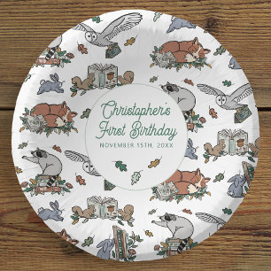 Woodland Animals Boy's Book Themed Birthday Paper Plate