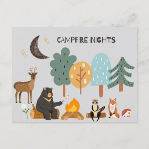 Woodland Animals Campfire Nights Postcard