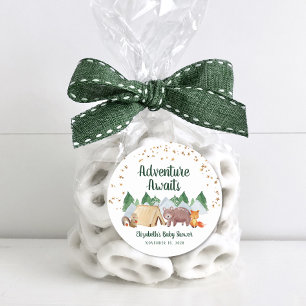 Woodland Animals Camping Baby Shower Classic Round Sticker